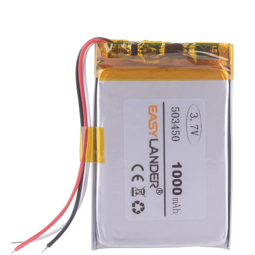 3Lines 1000mAh 3.7V Polymer Lithium Rechargeable Battery Li-ion Battery 503450 543450 523450 for Smart Phone DVD MP3 MP4