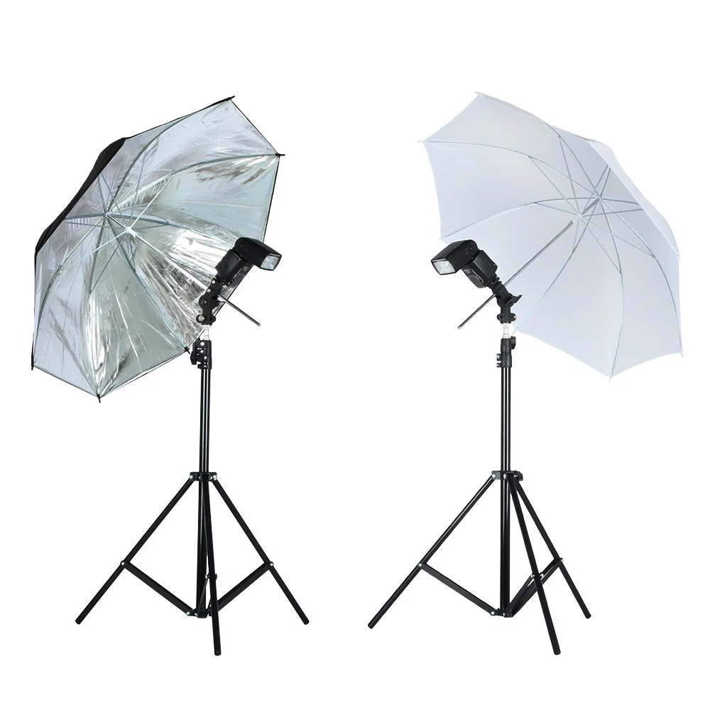 Viltrox Photo Studio Lighting Kit 1.9M Tripod Light Stand +  Flash Bracket Holder + 33'' Soft Black silver reflective umbrella