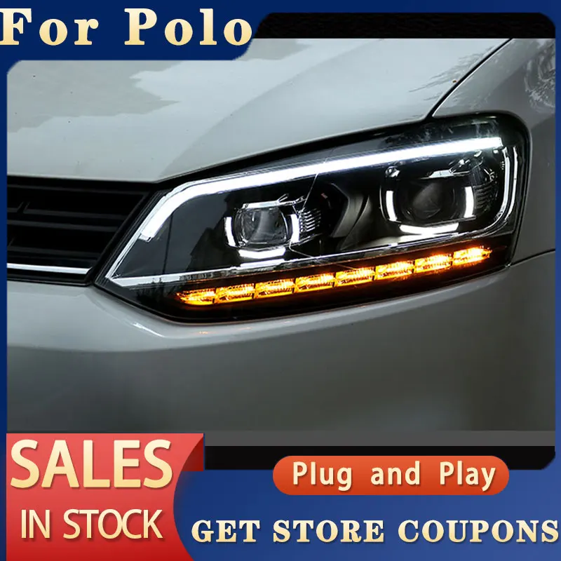 

Для VW Polo 2011-2018 светодиодные фары Новые светодиодные фары Polo DRL Биксеноновые линзы дальнего ближнего света Парковочные противотуманные фары Аксессуары