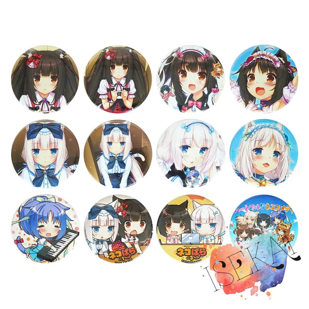 NEKOPARA Anime Game Badge Chocola Vanilla Cinnamon Maple Coconut Azuki Metal Badge Brooch Pins