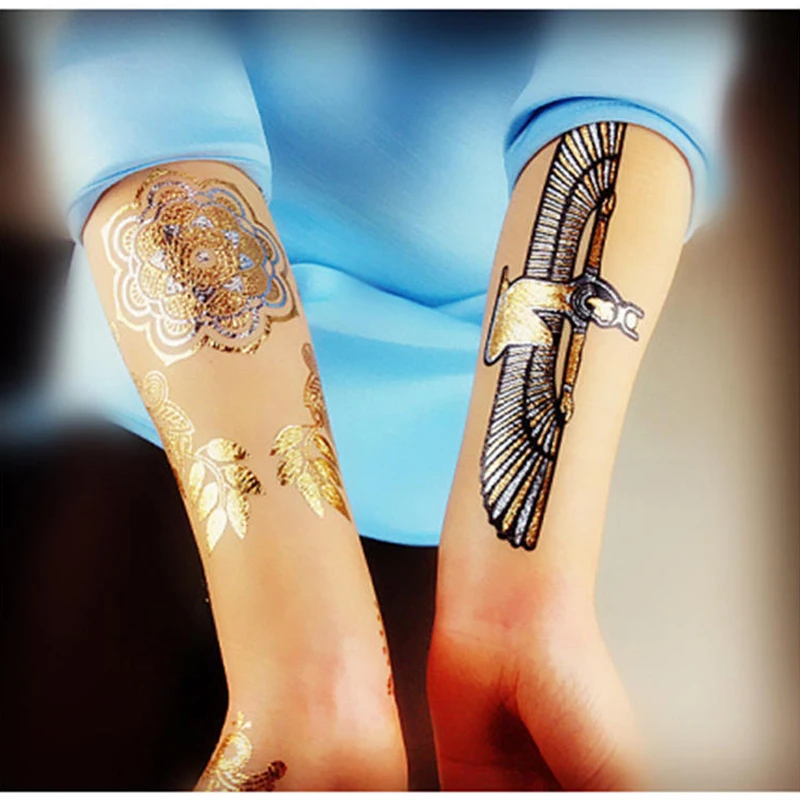 Disposable Tattoo Sticker Glitter Isis Goddess Egyptian Characteristics Glitter Temporary Tattoo for Lady