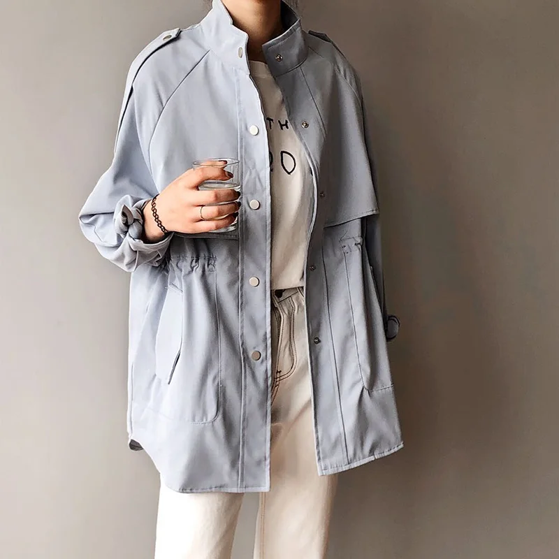 

2020 Fashion Women Casual Oversized Trench Coat Elegant Long Sleeve Autumn Winter Solid Wind Coats Lady Loose Tops Streetwear