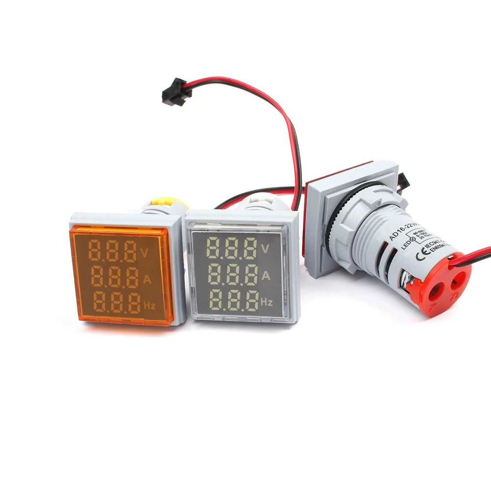 Digitale 3in1 22 millimetri Indicatore di Tensione AC Amperometro Voltmetro Hz Corrente LED del Tester del Tester Luci di Segnalazione AC 60-500V