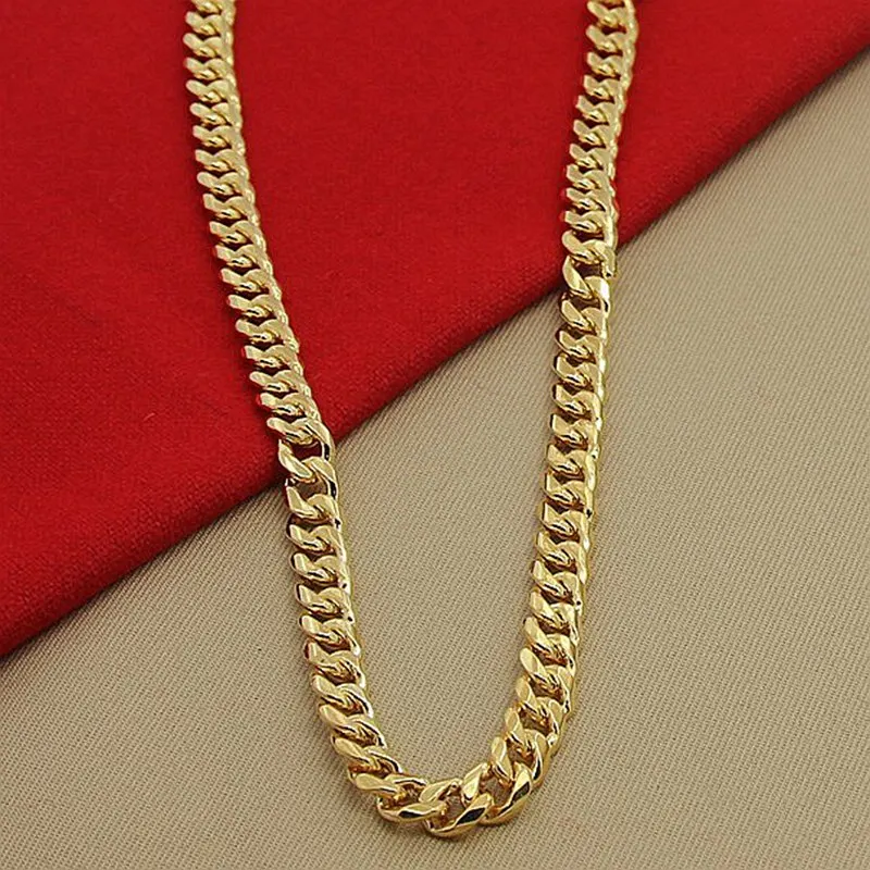 24k Gold Men Cuban Chain Necklaces Hip Hop Jewelry Wholesale Gold Color Long Big Chunky Necklace 20-36 inch