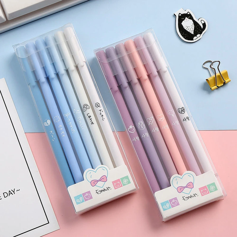 6 Teile/satz Nette Morandi Gel Stift Kawaii 0,5mm Schwarz Kugelschreiber Büro Schule Schreibwaren Student Writing Wasser Stift neutral Stift – Detail 1