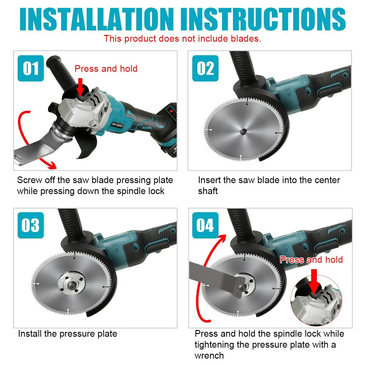 Drillpro 125mm Brushless Angle Grinder 3 Gears Variable Angle Grinder Accessories Woodworking Power Tool For Makita 18V Battery