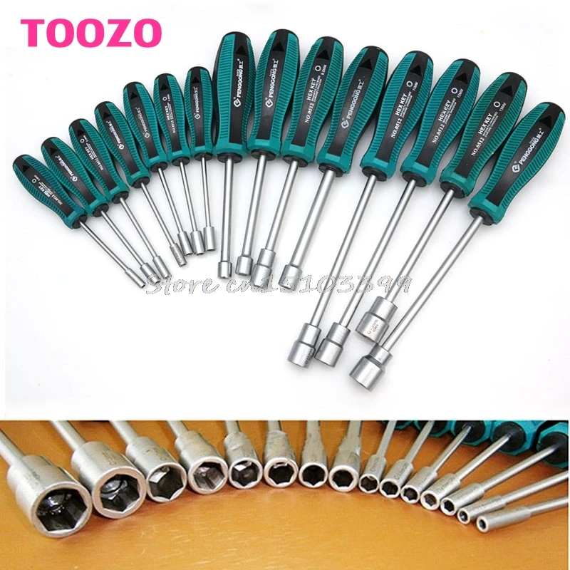 3/3.5/4/4.5/ 5/5.5/6/7/8/9/10/1/12/13/14mm Metal Socket Driver Hex Nut Key Wrench Screwdriver Nutdriver Hand Tool