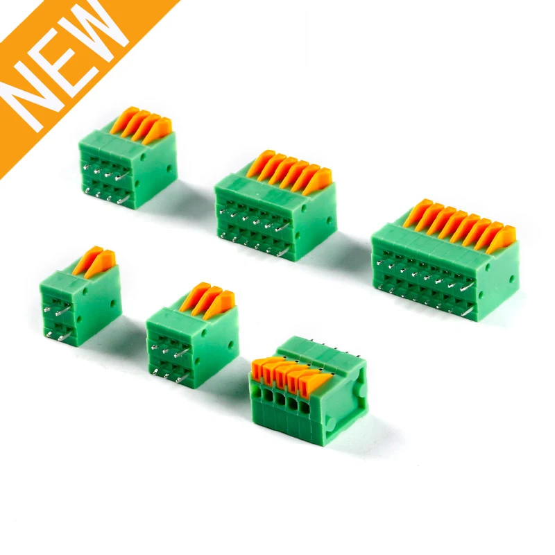 5PCS KF141V 2.54mm Pitch PCB Straight Foot Connectors 2/3/4/5/6/7/8/9/10 Pin Spring Screless Terminal Blocks Green