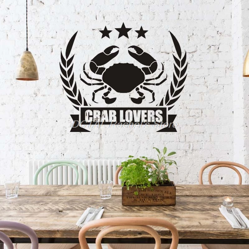 Seafood Restaurant Decor Vinyl Wall Decal Prawn Crab Lovers Kitchen Dining Room Sticker Bar Drink Art Sticker