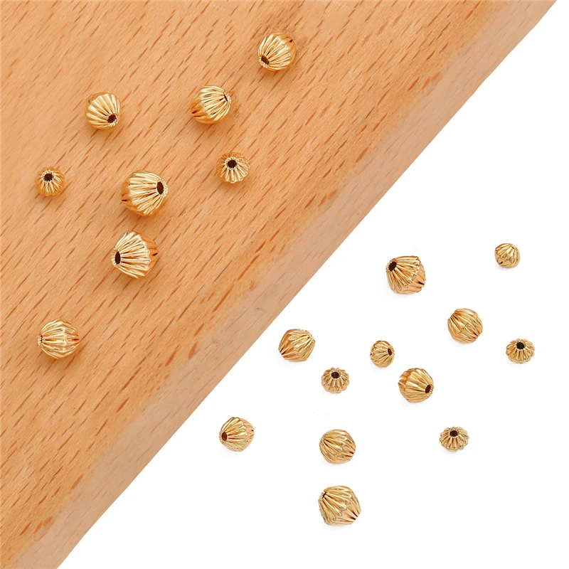 18K Gold Plated 10Pcs 4 5 6mm Copper Diamond Shape Spacer Beads for DIY Necklace Bracelet Earring Jewelry Findings Making