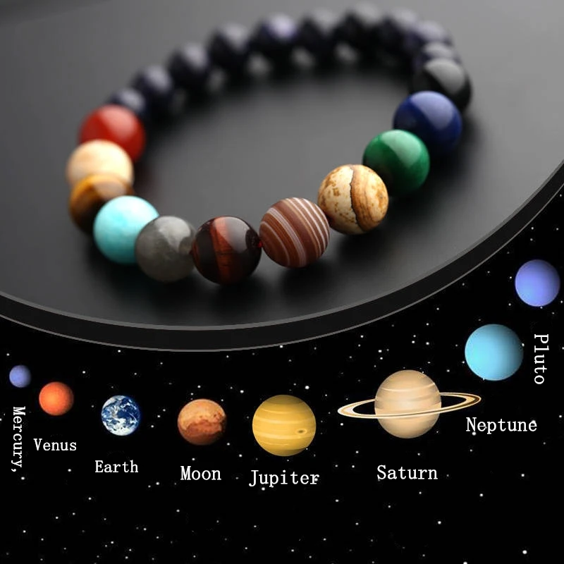 Universe Galaxy Nine Planets Bracelet Natural Healing Stone Men Women's Bracelets Crystal Stone Beads Anti-fatigue Gift Jewelry