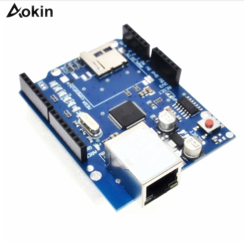 Aokin W5100 Web Server SD Card Network Shield Expansion Board Module For Arduino UNO R3 ATMega 328