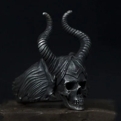 Unique Punk Gothic Satanic Demon Sorath Shofar Skull Ring Men 316L Stainless Steel Biker Ring Baphomet Boyfriend gift OSR290