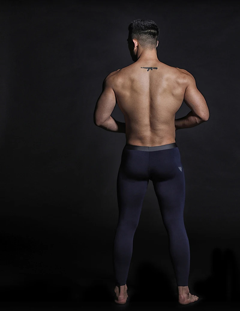 Modal Breathable Men Long Legging Sexy Low Waist Big Pouch Long John Warm Seamless Pants