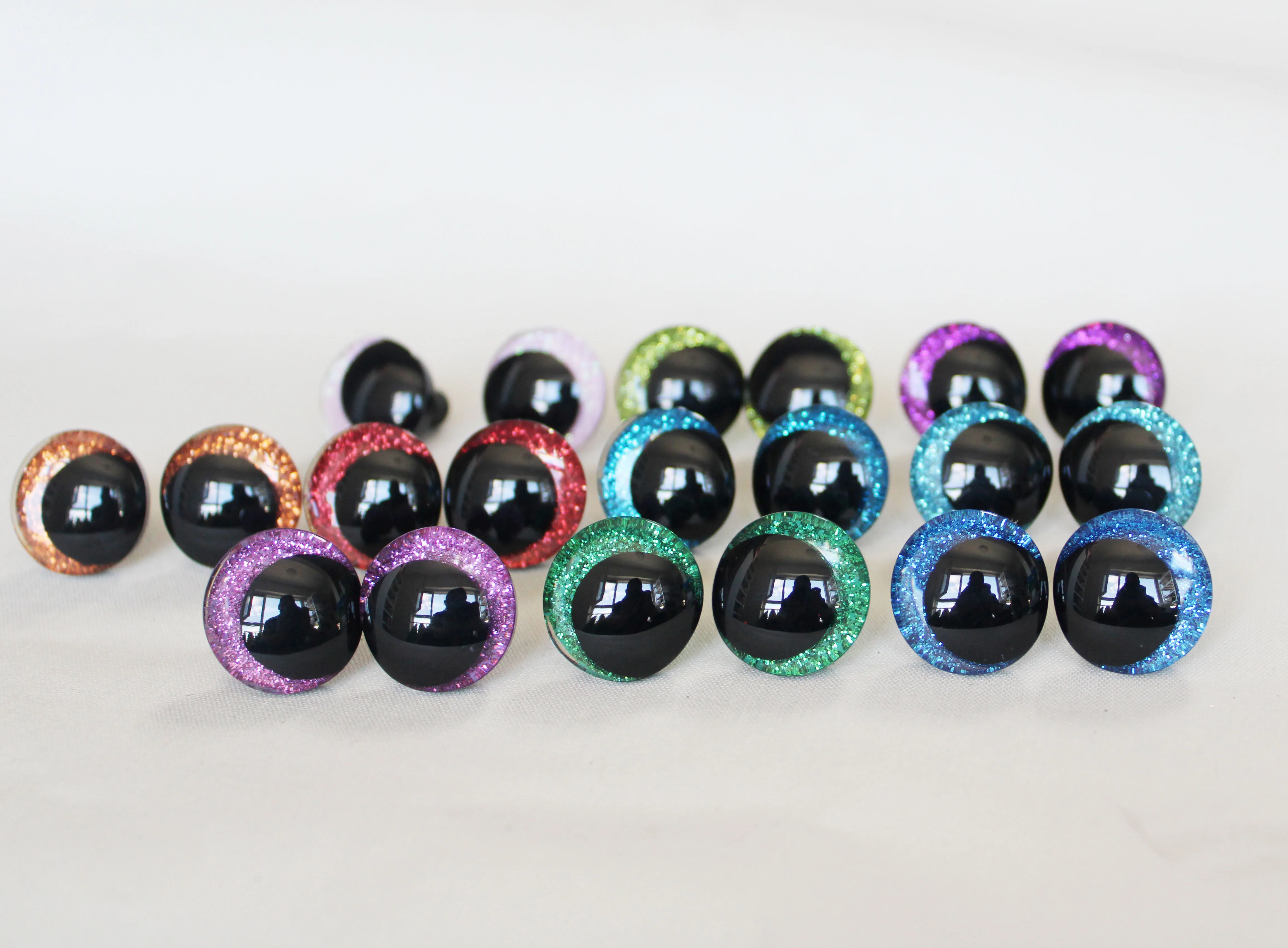 100 Stück/Los 12mm 14mm 16mm 18mm 20mm 25mm 30mm Komische 3D-Glitzer-Spielzeugaugen Lustige Puppenaugen mit Unterlegscheibe für Plüsch-Bastelarbeiten -N19 – Detail 3