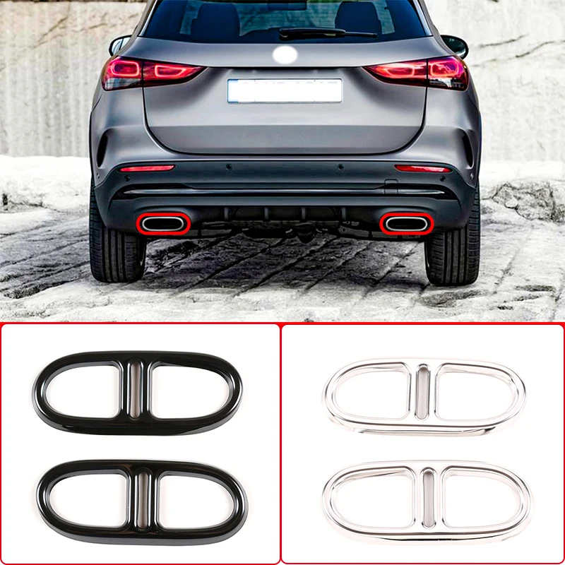 

Car Styling Automobiles Tail Throat Decor Frame For Mercedes-Benz GLA H247 4WD 20-21 Exhaust Pipe Trim Covers Stickers Accessory