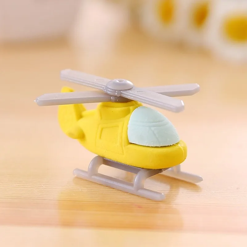 1pc Creative Eraser Cartoon Helicopter Modeling Erasers Student Stationery Supplies Wholesale Prizes for Kids  Rubber Eraser image 4