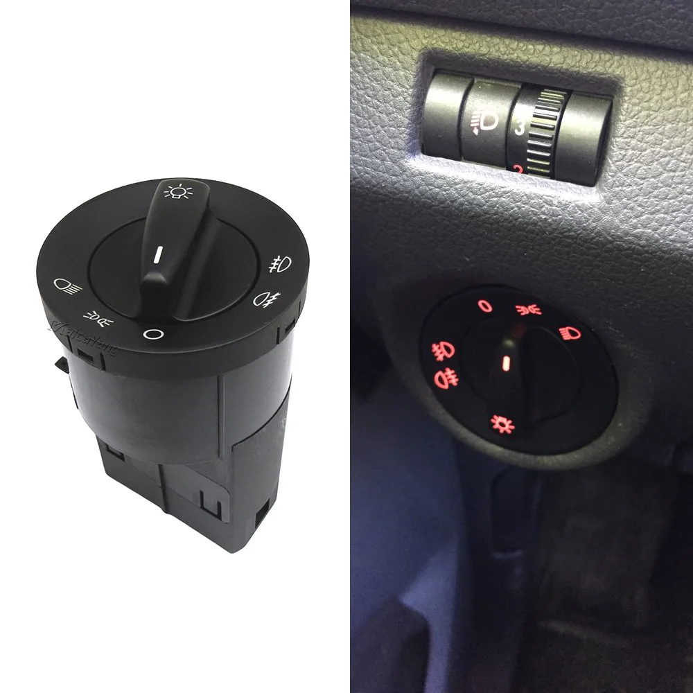 1Pcs Newest Headlight Control Switch Fog Light Knob 1C0941531 1C0941531A For VW Bora Golf 4 POLO 9n Beetle PASSAT B5 1998 - 2004