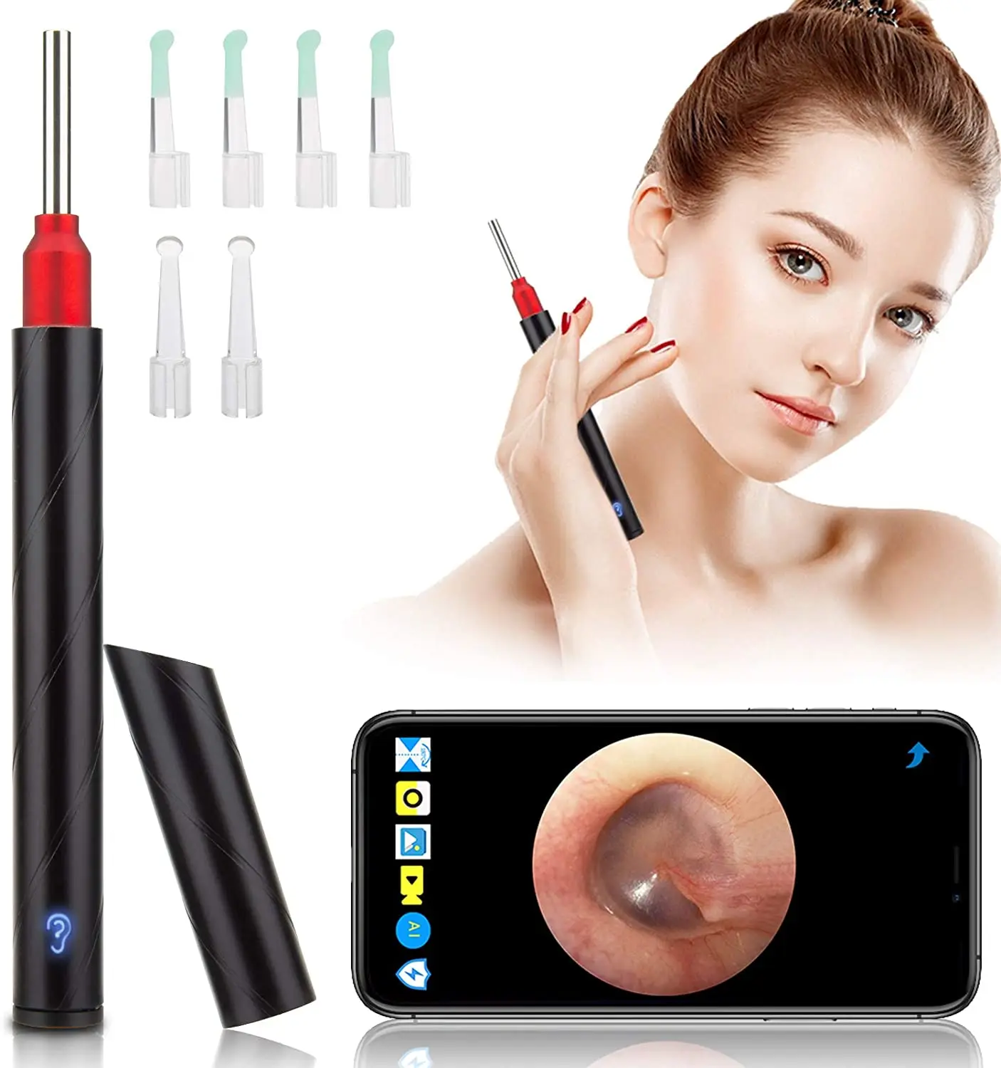 3.5mm Mini Wireless Otoscope Earwax Removal Tool Ear Cleaning Endoscope Camera With 6 LED Light for Iphone OTG Android