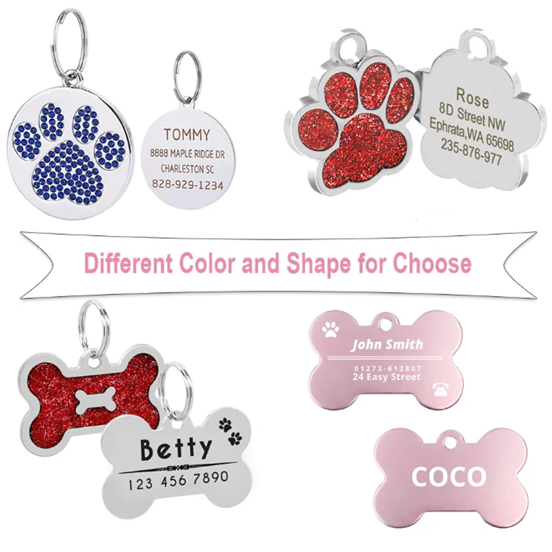 Personalizado Tag Dog Aço Inoxidável, nome gravado ID Tags para Dog Collar, Anti-Lost Pendant, Pet Nameplate, Pitbull, Labrador