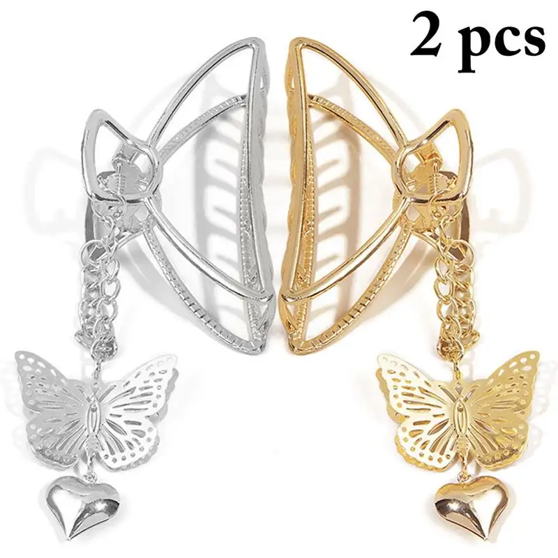 Juego de 2 unids/set de garras de mariposa para el pelo, accesorios de joyería para el cabello, de Metal hueco, para mujeres y niñas