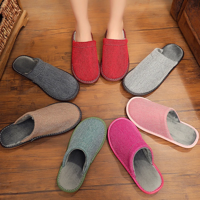 Winter Men's Slippers Warm Home Fur Slipper Cotton and Linen Male Couple Platform Indoor House Shoes for Husband Gift Plus Size