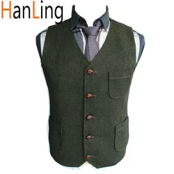 Men's Herringbone Suit Waistcoat Casual Steampunk Sleeveless Top Vest