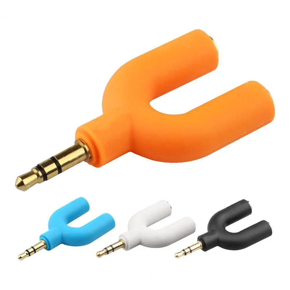 1PC U Type Adapter Dual 3.5 MM Headphone Plug Audio Cables Splitter Microphone 2 in 1 Swivel Connector Jack Plug Adapter