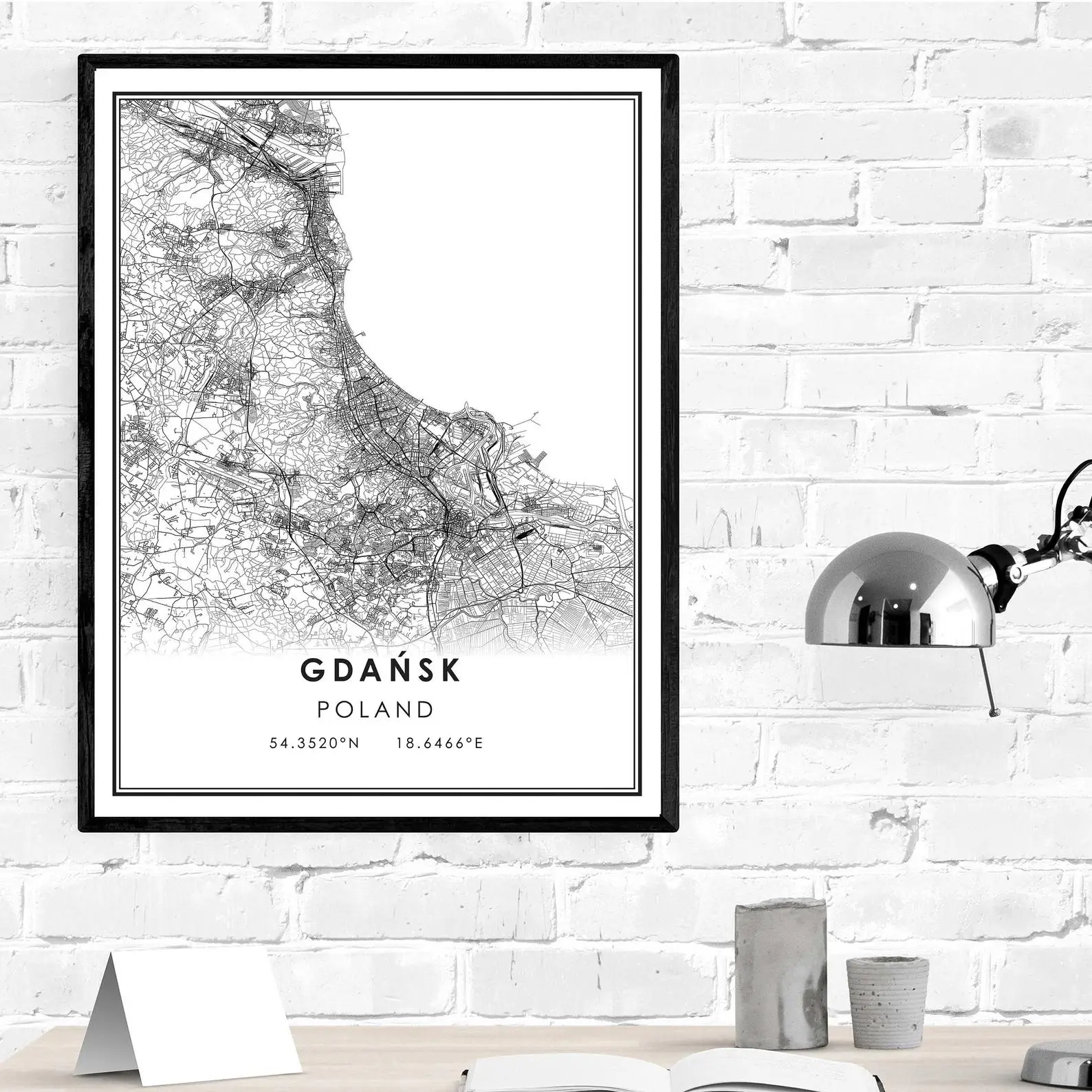 Gdansk Map Gdansk City Map HD Print Wall Art Canvas Painting Room Decor Pictures for Home Decoration Canvas Poster Decoration