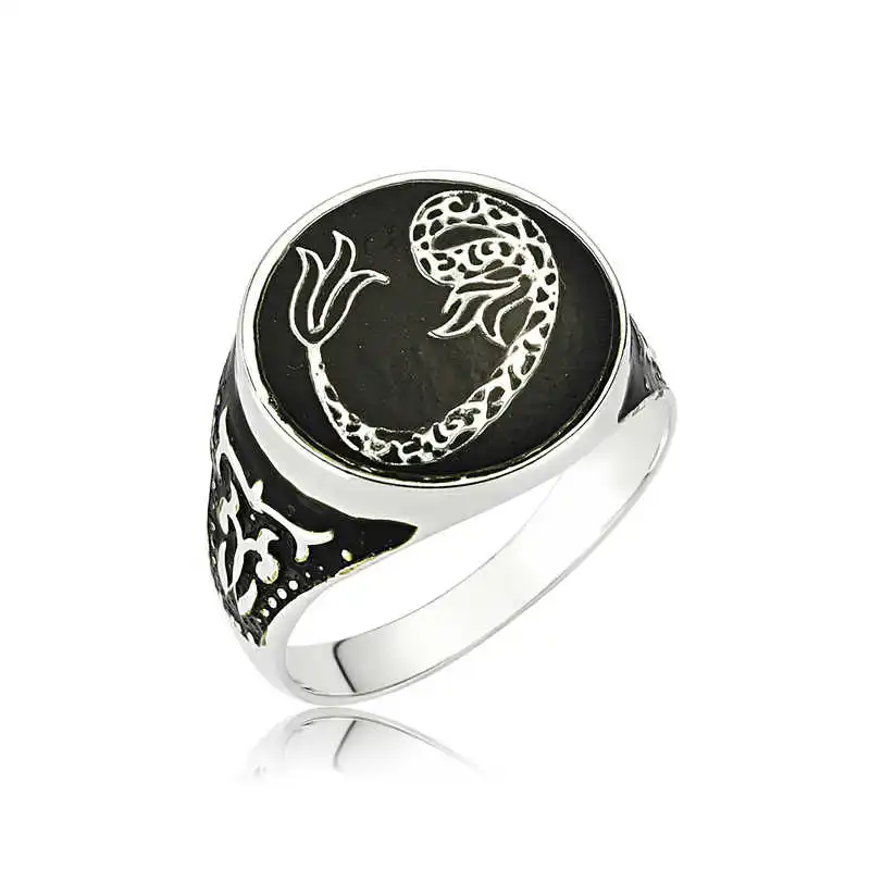 Silver Tulip Vav Men's Ring - 925 Sterling Men's Jewelry Wedding Birthday Gift - Box - Man - Fashion - Botiva - Size - Turkish - Patterned Embroidery