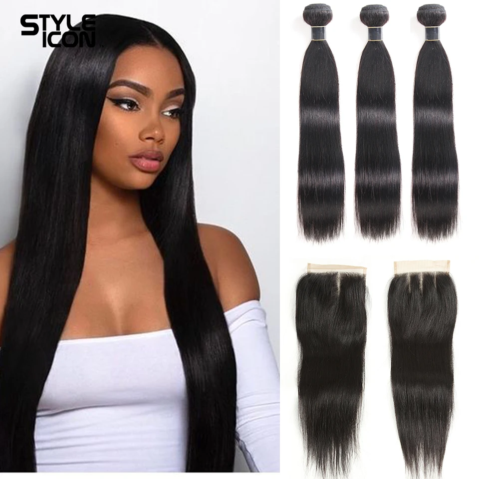 Straight Hair Bundles With Closure Peruvian Human Hair Bundles With Frontal Remy Hair Bundles Straight Hair With Closure