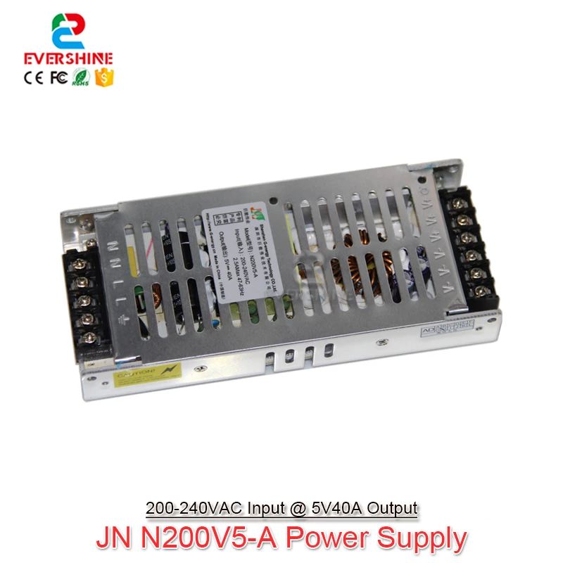 G-energy N200V5-A Slim 5V 40A 200W LED Display Power Supply 30mm Thickness Support 220V AC Input Voltage