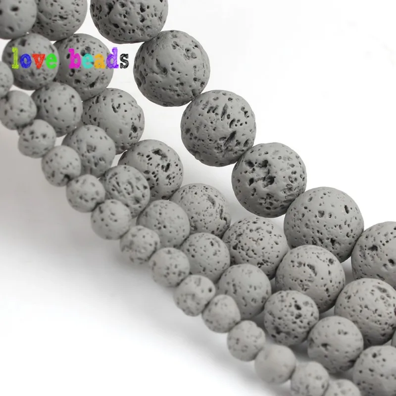 4/6/8/10mm Natural Grey Hematite Lava Stone Round Beads Spacer Loose Matte Beads For Jewelry Making Diy Bracelet Necklace 15\