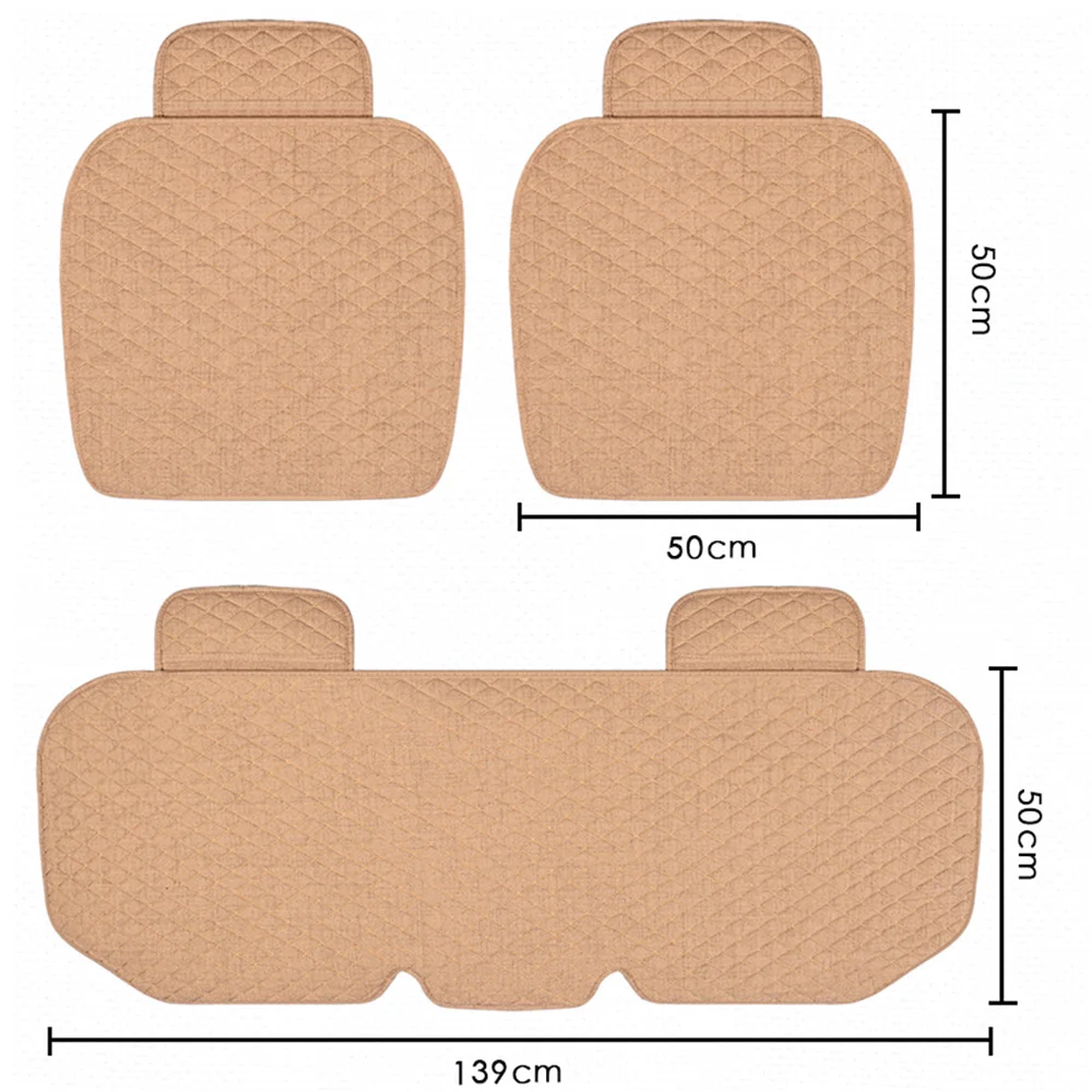 Flax Car Seat Cover Auto accessories Four Seasons Breathable Protector Mat Pad Front Rear Cushion Linen Fabric