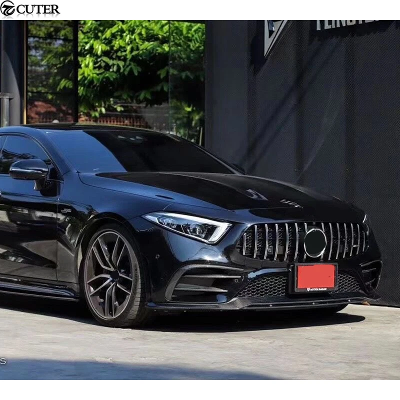 W257 Cls300 Cls53 Amg Style Carbon Fiber Front Bumper Lip for Benz Cls300 Cls53 Car Body Kit 2019