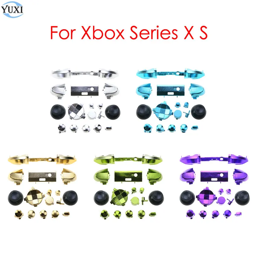 

YuXi Full Set Chrome Buttons For Xbox Series X S Controller LT RT LB RB Bumper Trigger Buttons Mod Kit D-pad ABXY Keys