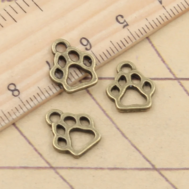 30pcs Charms Dog Paw 13x11mm Tibetan Bronze Silver Color Pendants Antique Jewelry Making DIY Handmade Craft