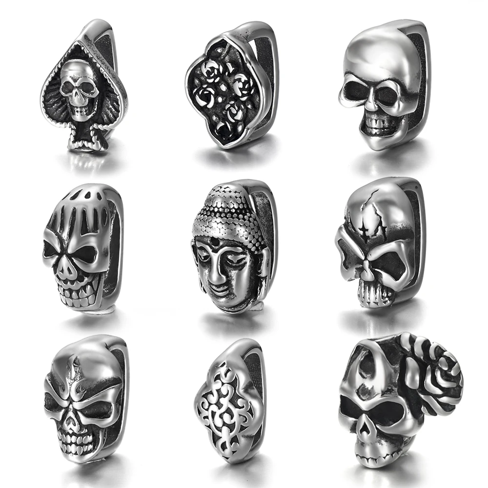 Stainless Steel 12.2x6.5mm Large Hole Spacer Beads DIY Paracord Knife Lanyard Charms Jewelry Accessories Bracelet Making