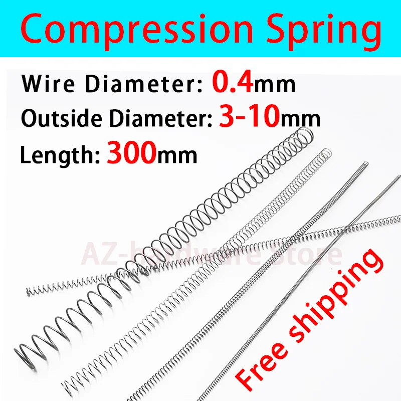 

Compressed Spring Pressure Spring Wire Diameter 0.4mm, Outer Diameter 3mm-10mm, Length 300mm Release Spring Return Spring 1 Pcs