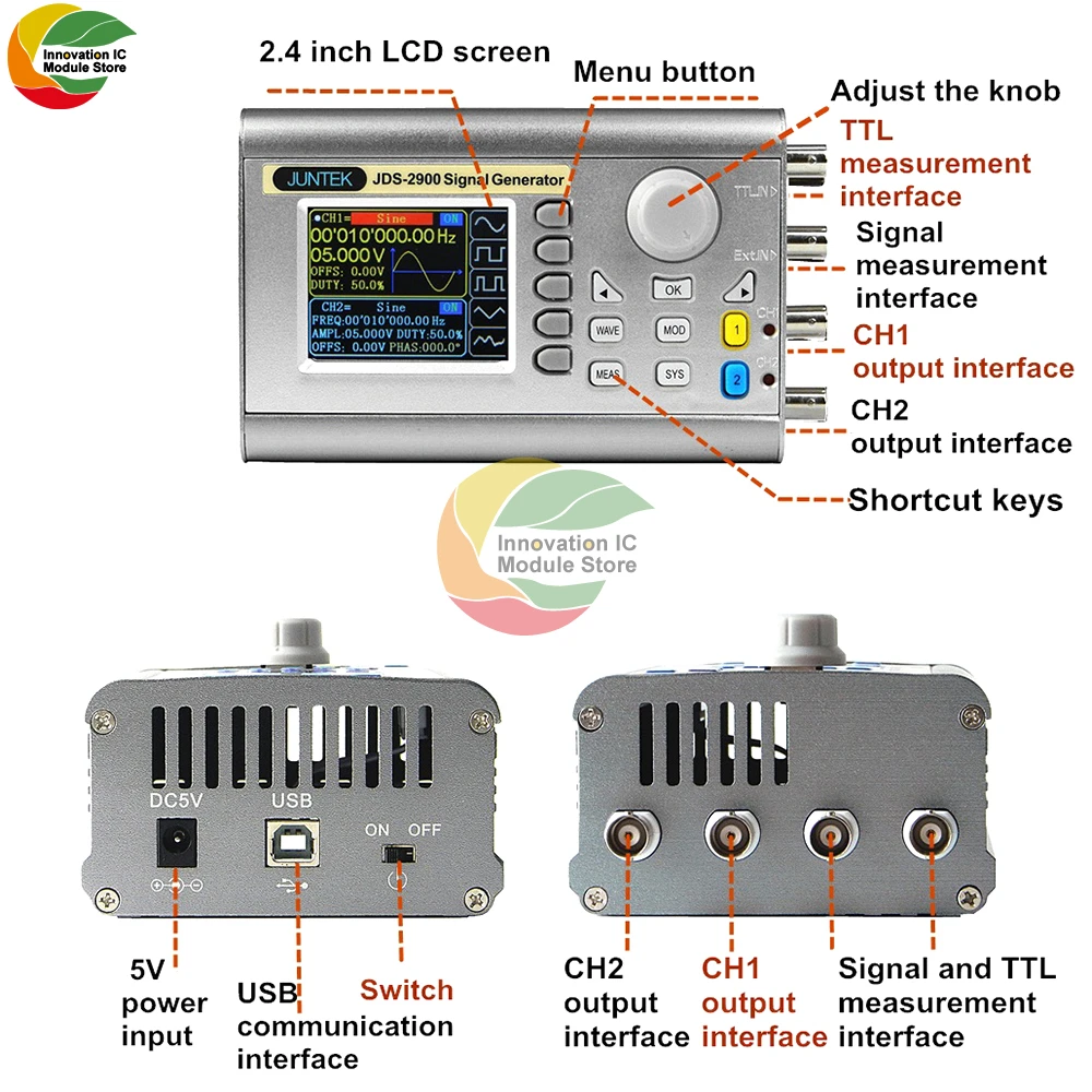 

Ziqqucu JDS2900-50MHz DDS Function Signal Generator Digital Control Dual-channel Frequency meter Arbitrary waveform generator