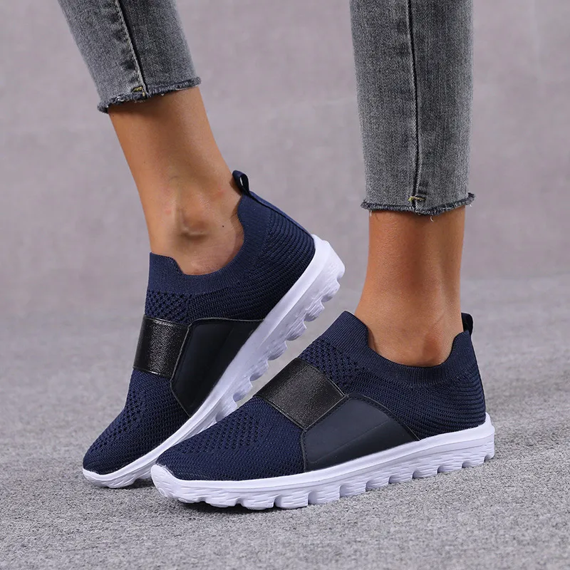 New Style Women's Sneakers Ladies Jersey Shoes Flat Casual Summer Slippery Vulcanized Light Mesh Breathable Women's Running Shoe