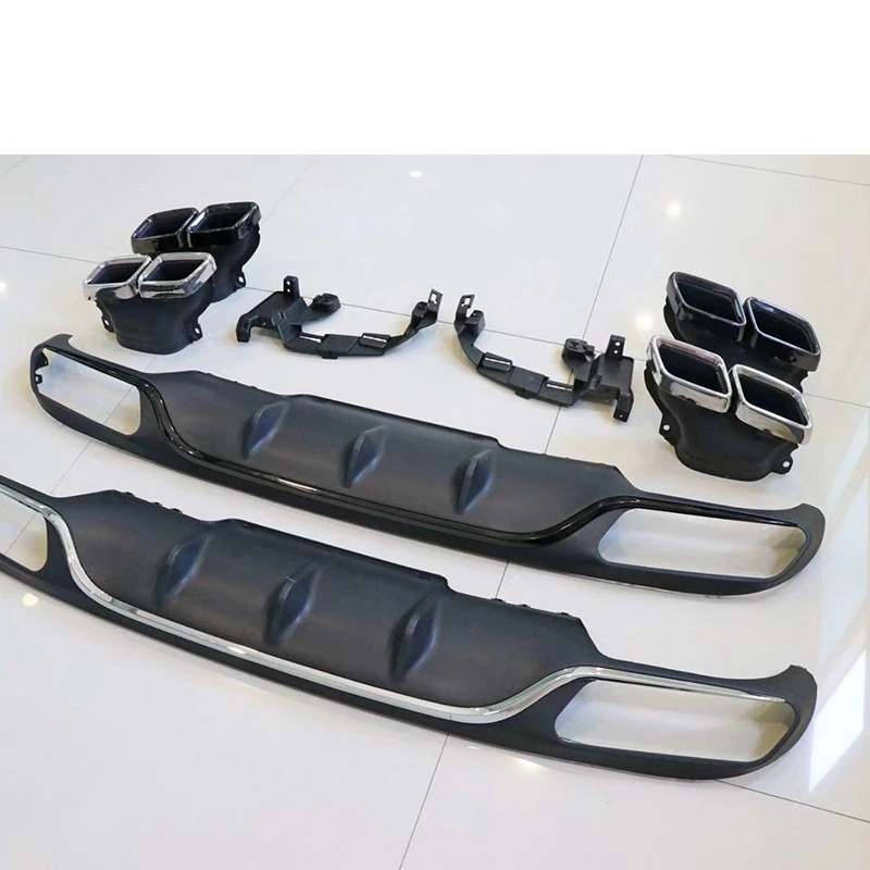 ABS Rear Bumper Lip Diffuser Spoiler with Exhaust Tips for Benz E Class W213 E200 E260 E300 2017-2019 E63 Style Diffuser - view 2