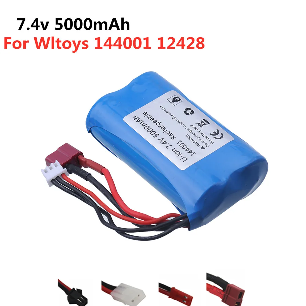 7.4V 5000mah Li-ion Batery For wltoys 144001 12428 rc car boats model aircraft 3000mAh 2s 7.4v lipo battery SM/JST/T/tamiya Plug