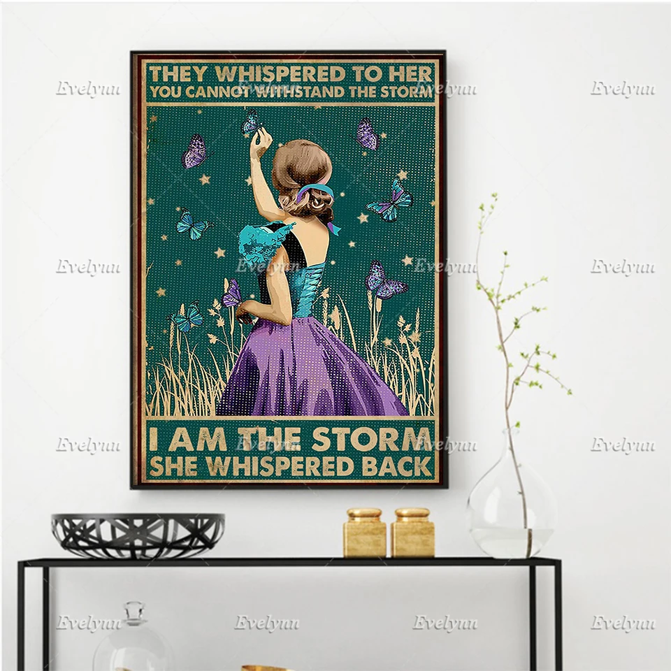 Suicide Prevention Awareness Girl They Whispered To Her You Cannot Withstand The Storm Prints Home Decor Canvas Floating Frame