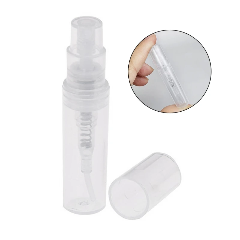 100 pz Mini trasparente 2ml di plastica riutilizzabile bottiglia Spray profumo portatile collutorio campione fiala atomizzatore cosmetico contenitore liquido