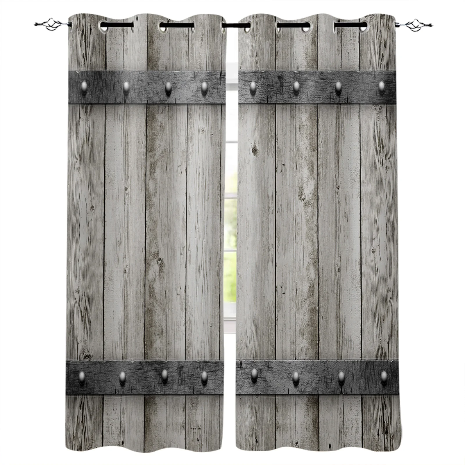 

Wood Door Metal Blackout Curtains for Children Kids Home Decor Bedroom Living Room High Shading Window Curtains