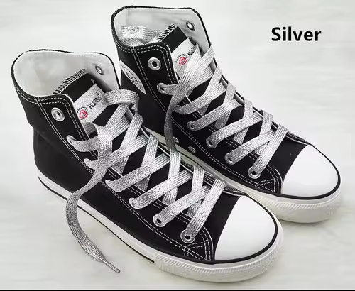 1 cm Width Colorful Lurex Shoelaces Trendy Bright Colorful Fall Winter Shoelaces Sneaker White Casual Sports Leather Shoes Laces - Image 5