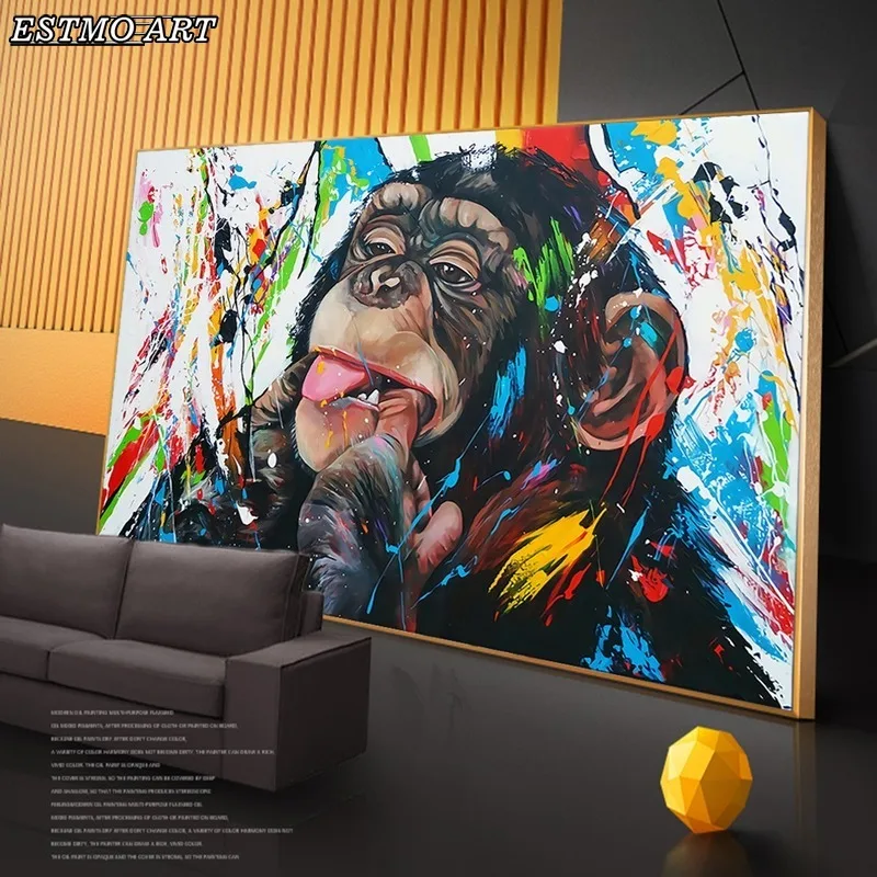 

Animals Wall Art Canvas Paintings Graffiti Art Of Monkey Funny Art Posters Study Prints Street Art Pictures Monkey Decorative