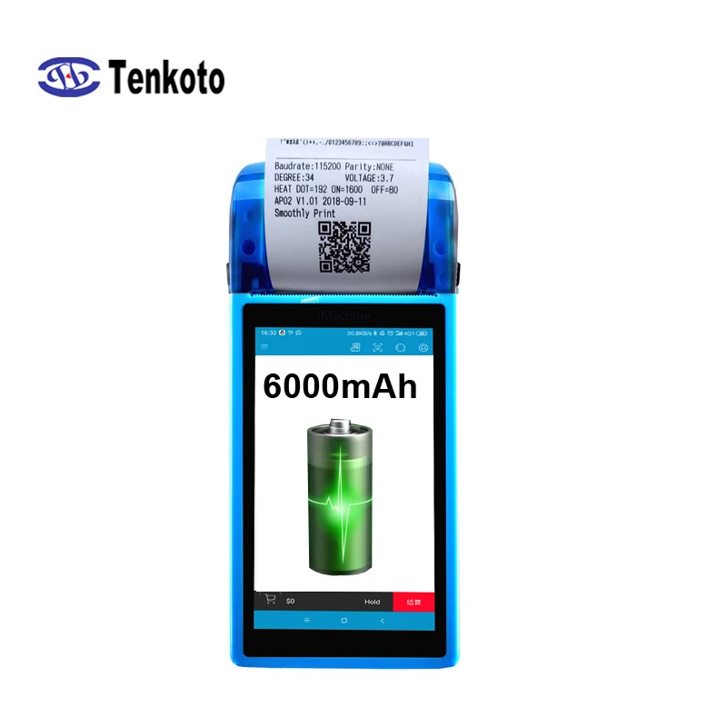 Android 6.0 impressora de recibos pos 58mm tela sensível ao toque pda terminal pos portátil gprs wifi bluetooth 3g impressora pda