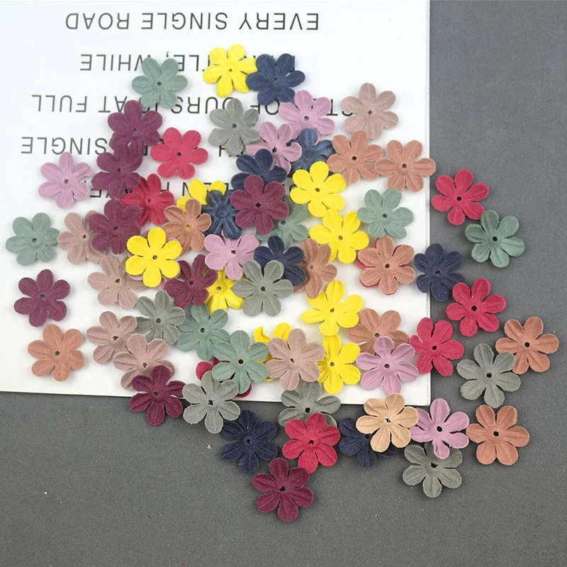 50Pcs 2.5cm Colored Microfiber Simulation Flowers DIY Craft Supplie Clothing Decor Kids Hair Accessoriesr Scrapbooking Materials